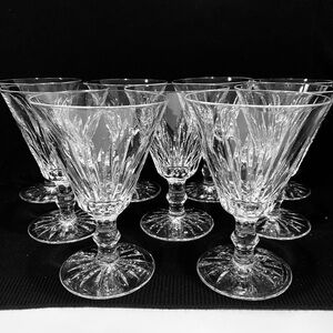 Vintage WATERFORD Eileen Set of 9 Crystal Water Goblets 5 -5/8”